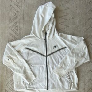 Nike White Hooded Sweater Jacket - large